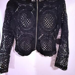 Hot Miami Styles Black Lace Blazer